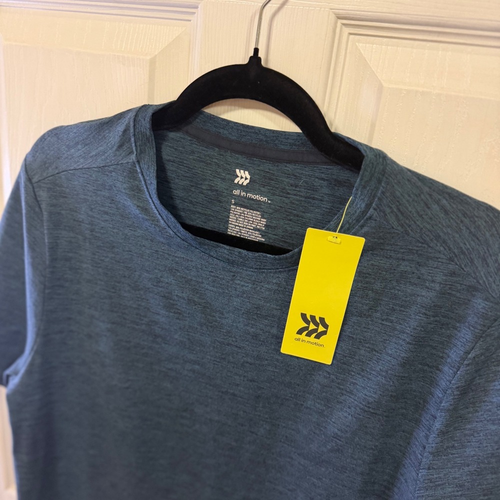All in Motion Mens Soft Stretch T-Shirt Blue Heather S Quick Dry UPF 50+ P6R576 - Picture 10 of 12